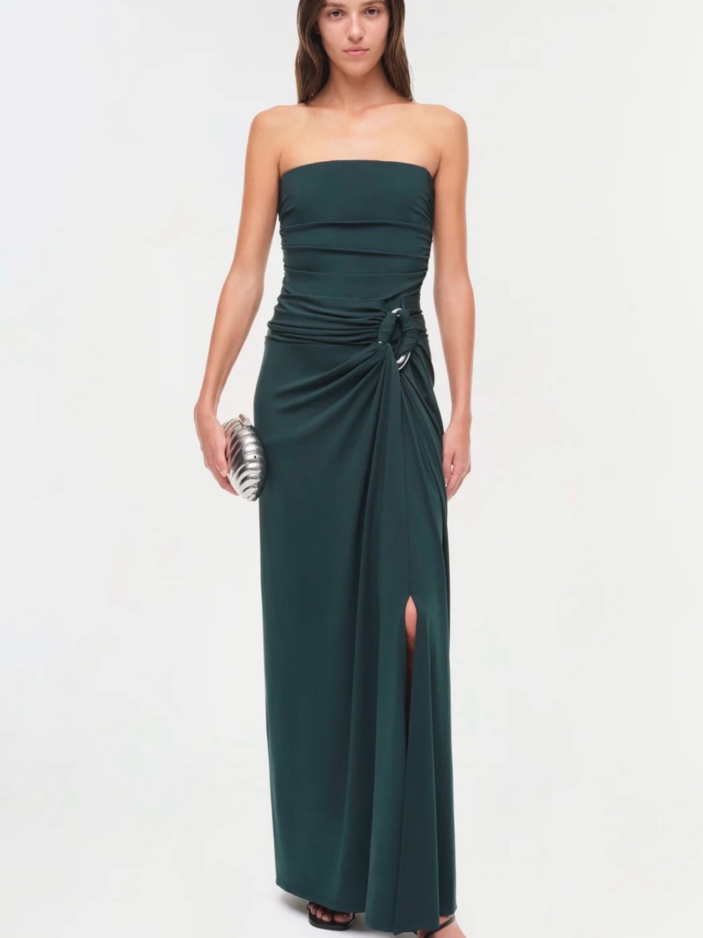 SIMKHAI Emma Strapless Jersey Gown GREEN